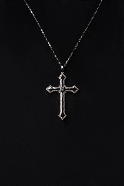 Diamond Smooth Cross Pendant 18k Solid White Gold 1.80ctw
