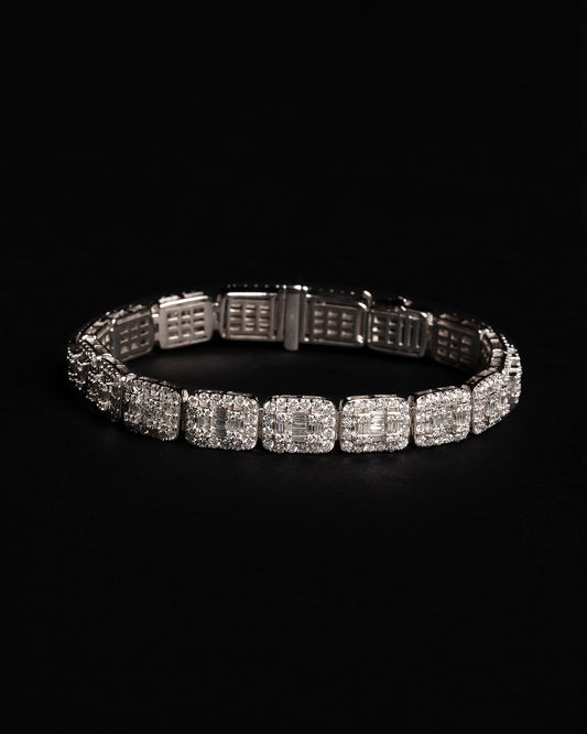 10mm Square Halo Baguette Diamond Chain 10k Solid White Gold 9.41ctw