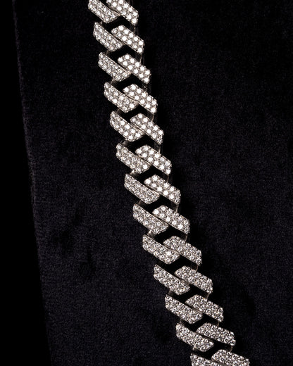 12mm Prong Cuban Diamond Chain 10k Solid White Gold 21.25ctw