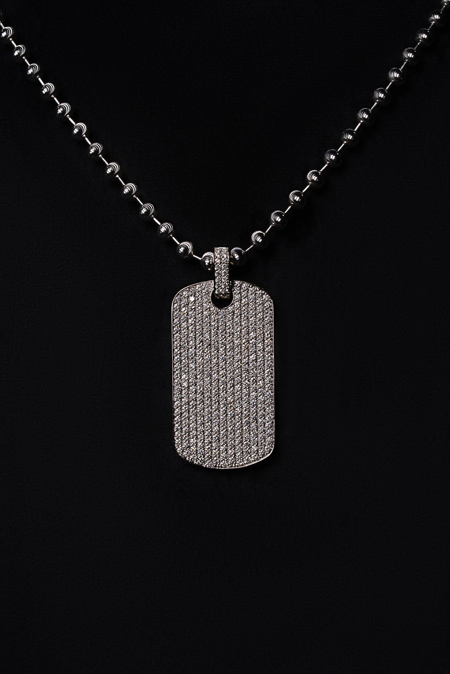 Diamond Army Disk Pendant 18k Solid White Gold