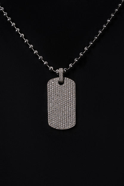 Diamond Army Disk Pendant 18k Solid White Gold