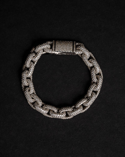 12mm Anchor Link Rolo Hermes Diamond Bracelet 10k Solid White Gold 26.00ctw