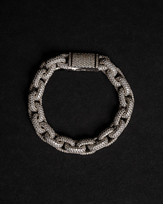 12mm Anchor Link Rolo Hermes Diamond Bracelet 10k Solid White Gold 26.00ctw