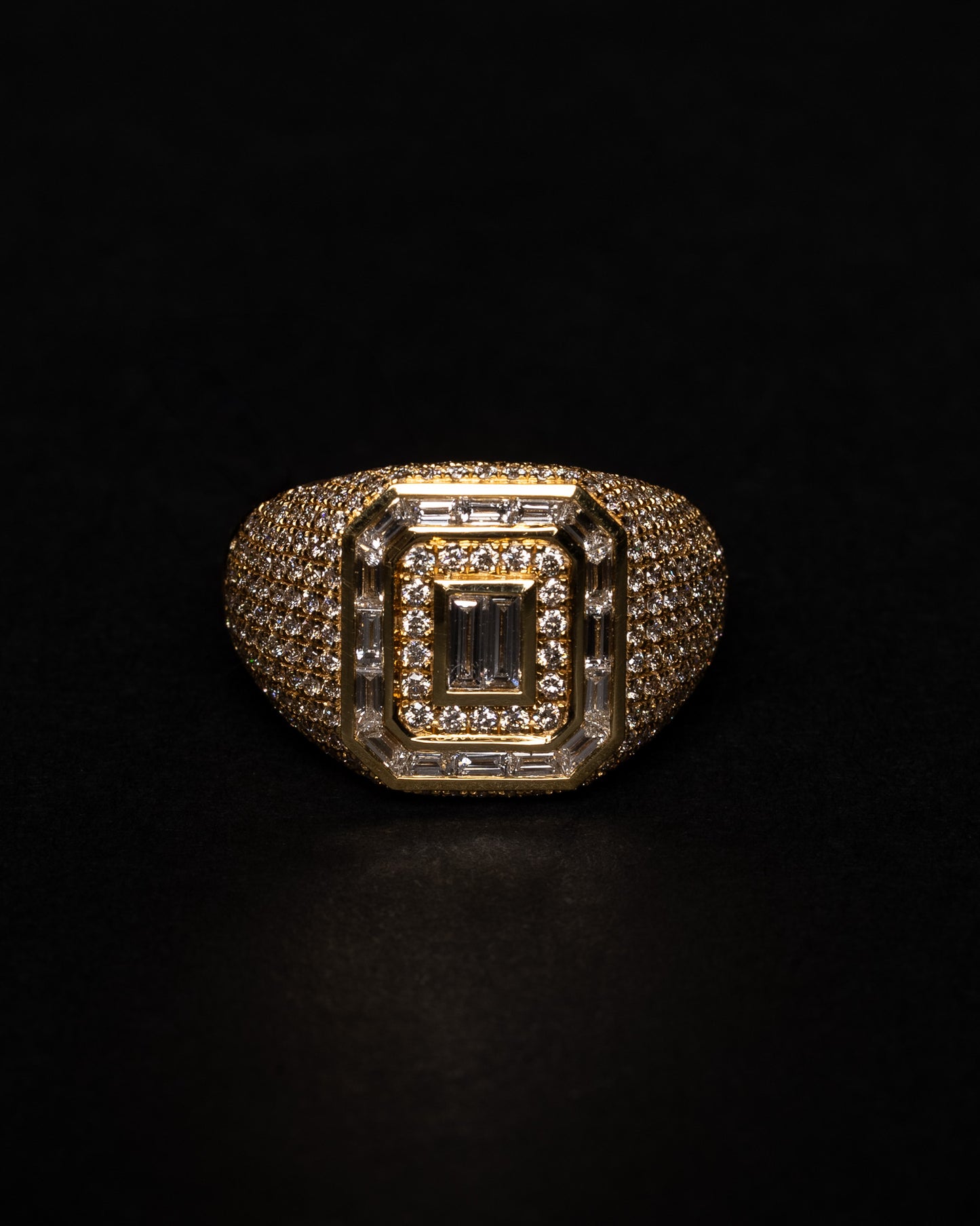 Double Halo Baguette Diamond Ring 18k Solid Gold 2.55ctw