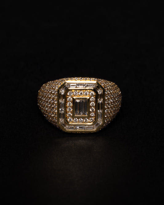 Double Halo Baguette Diamond Ring 18k Solid Gold 2.55ctw