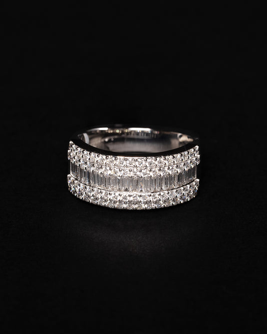 Diamond Baguette Channel Ring 18k Solid White Gold 3ctw